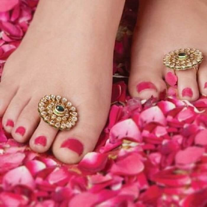 Kundan Bridal Toe Ring Silver