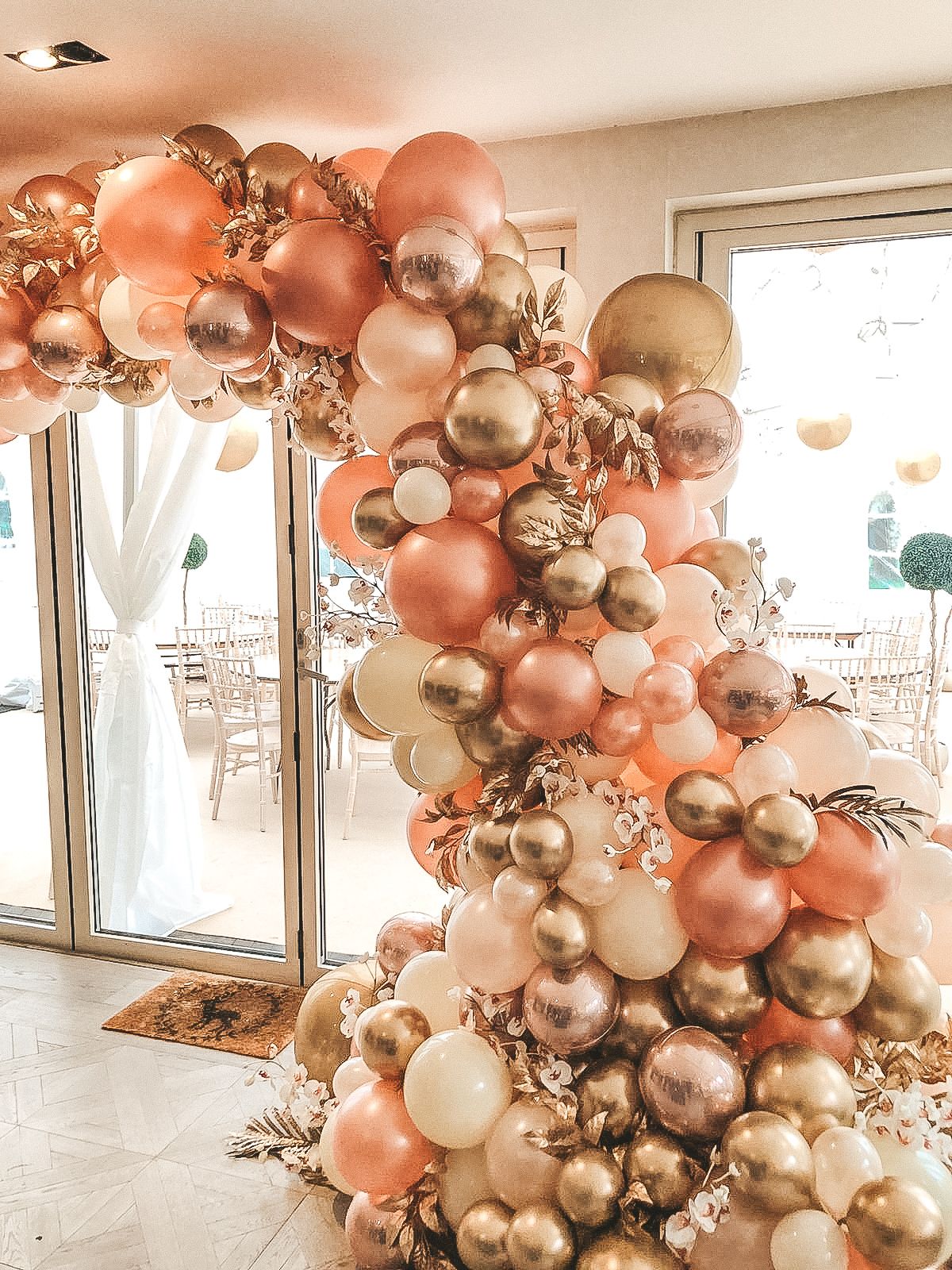 Golden and Pastel Balloon Arch Decoration
