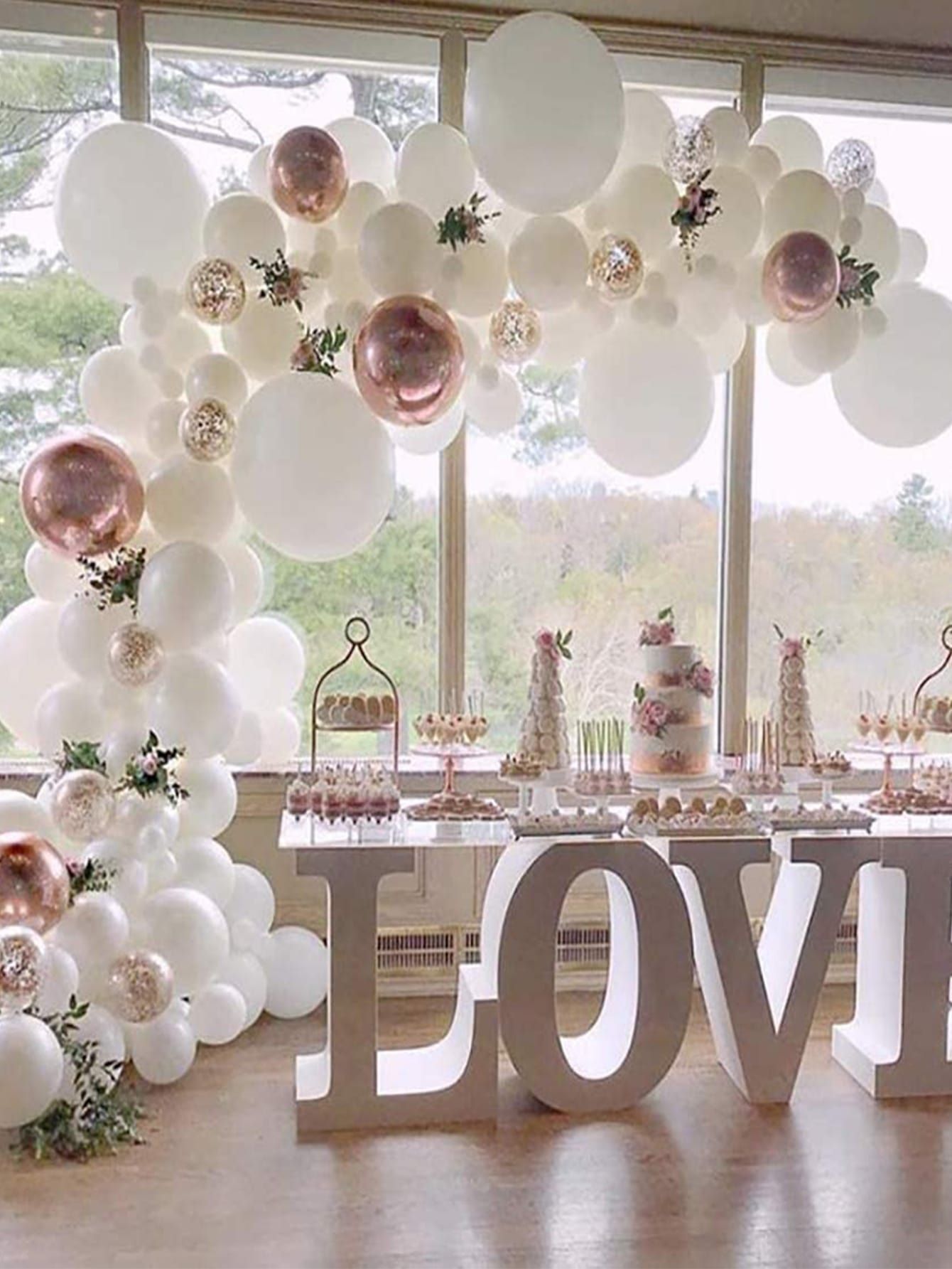 Love and White Balloon Arch Decoration