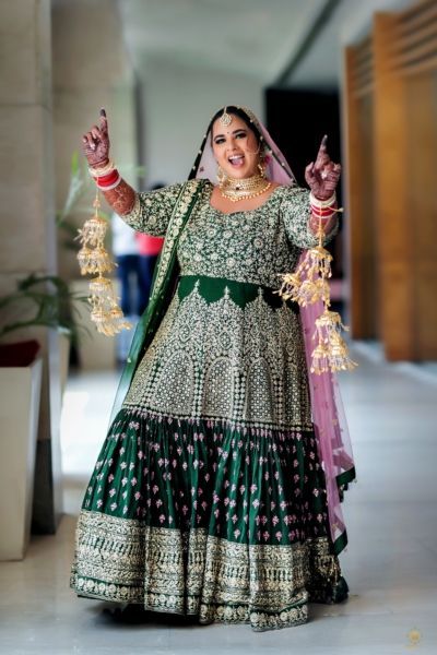 Green Bridal Chubby Body Type Plus Size Indian Wedding Dresses