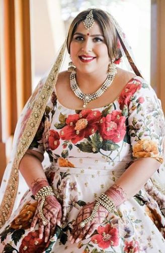 White Floral Chubby Body Type Plus Size Indian Wedding Dresses