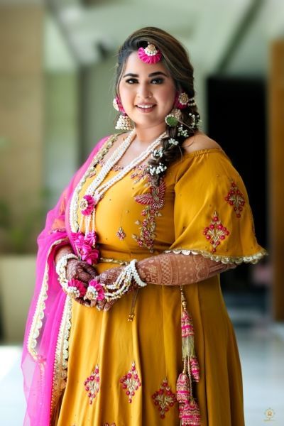 Off-Shoulder Lehenga Indian Wedding Dresses for Haldi