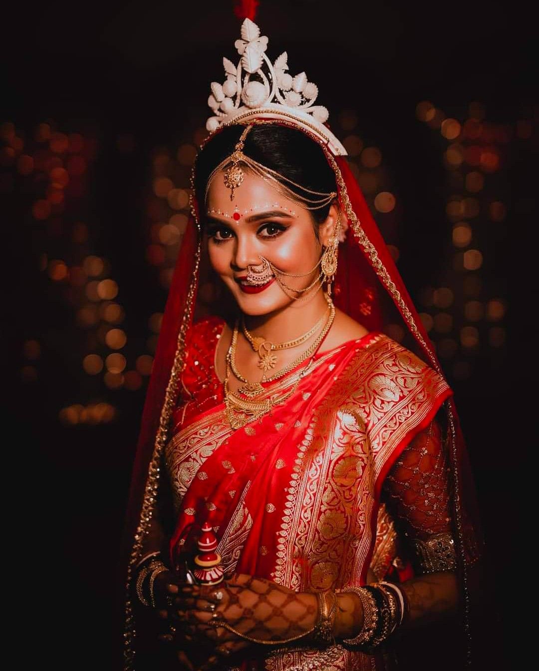 Sleek with Feather Bengali Bride Mukut Designs