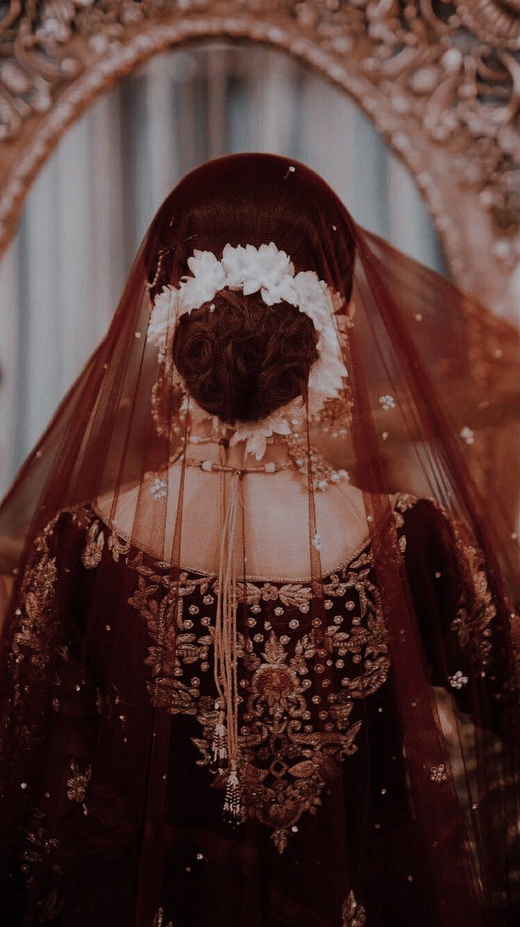 Brownish Maroon Indian Wedding Veil