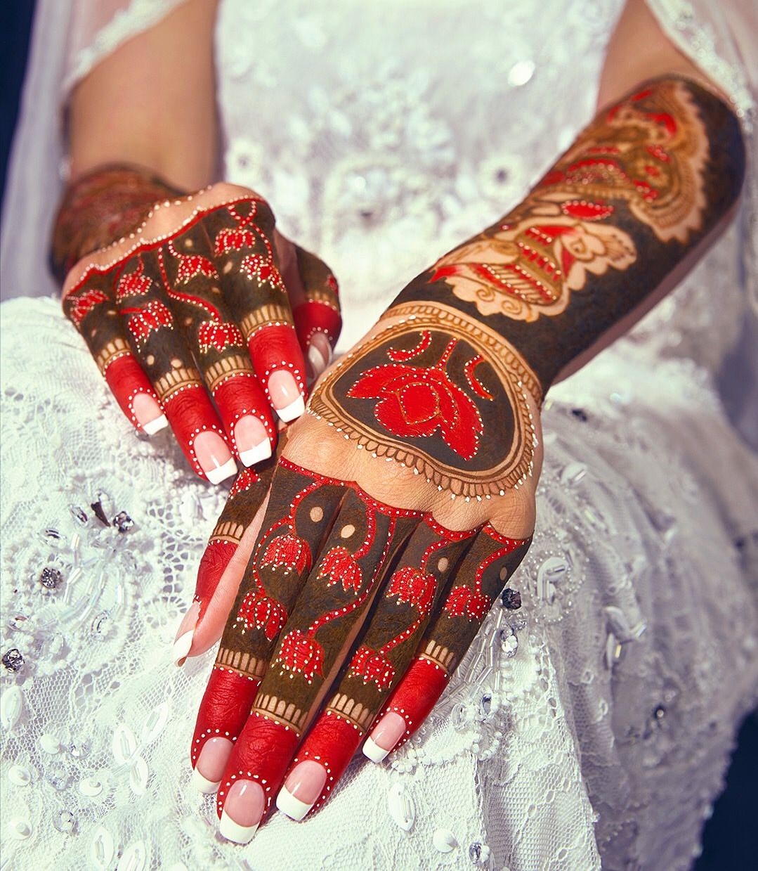 Over Wrist Roses Bengali Bride Alta Design for Hand