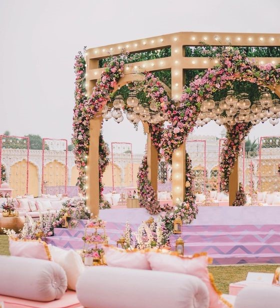 Pinkish Ombre Simple Mandap Decoration