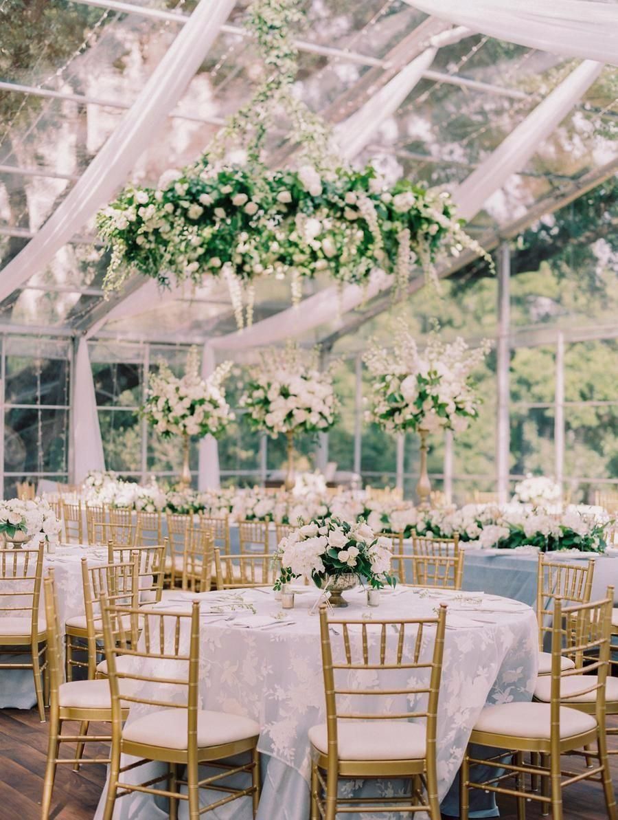 White Wedding Hall Decoration with Flowers