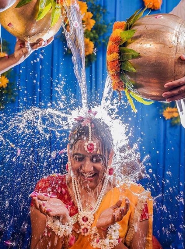 Blue Backdrop Mangala Snanam Decoration