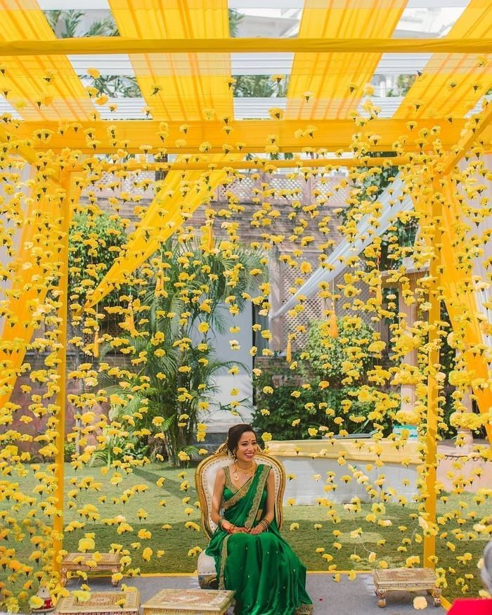 Traditional Hanging Haldi Backdrop Decoration