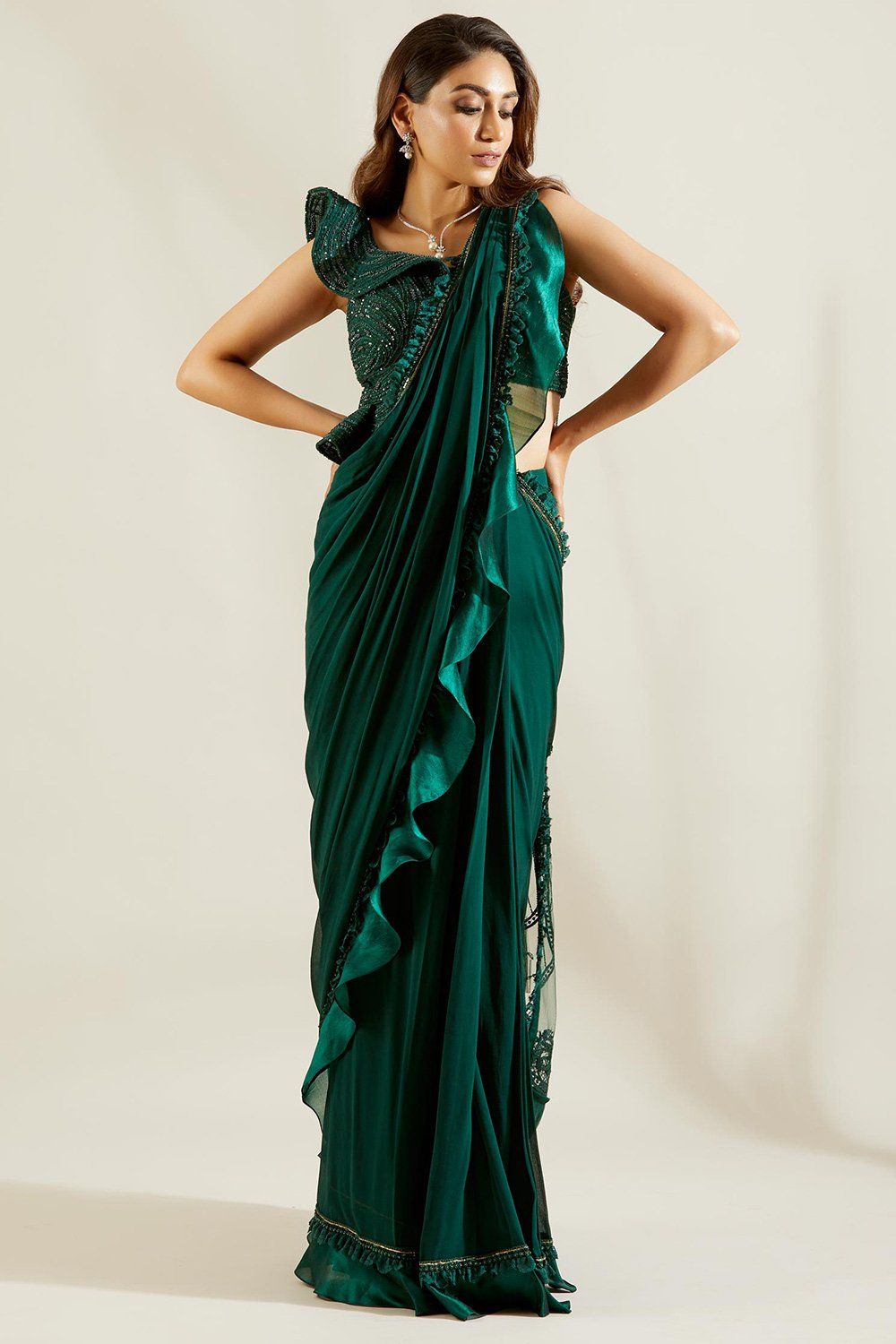 The Cocktail Green Bridal Saree