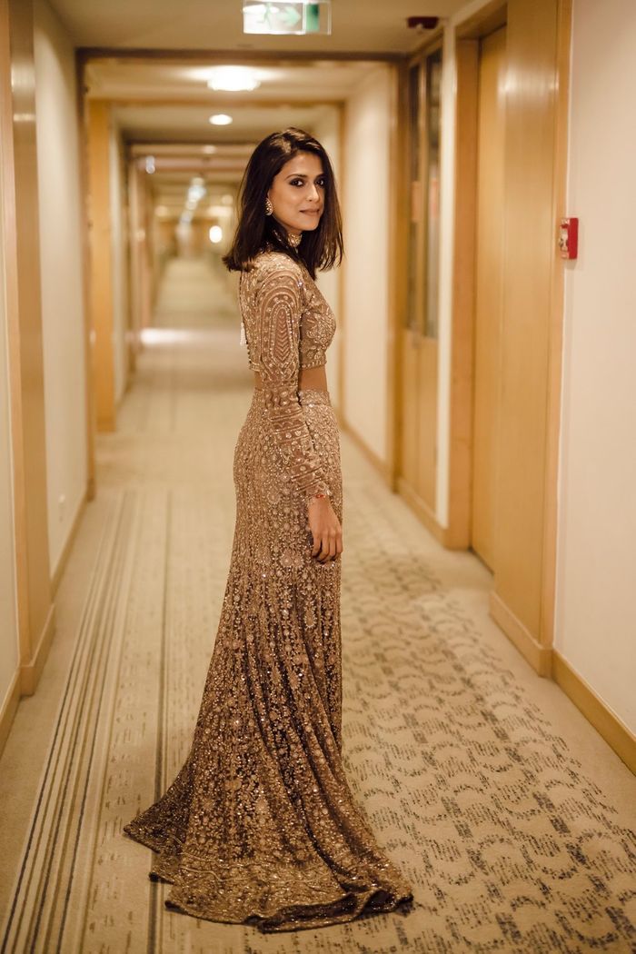 Mermaid Gown Golden Bridal Lehenga