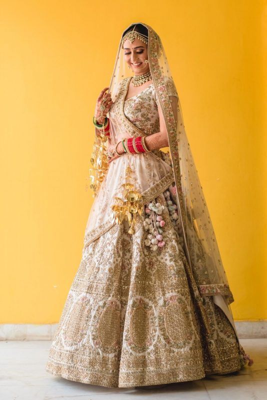 Pastel Golden Bridal Lehenga
