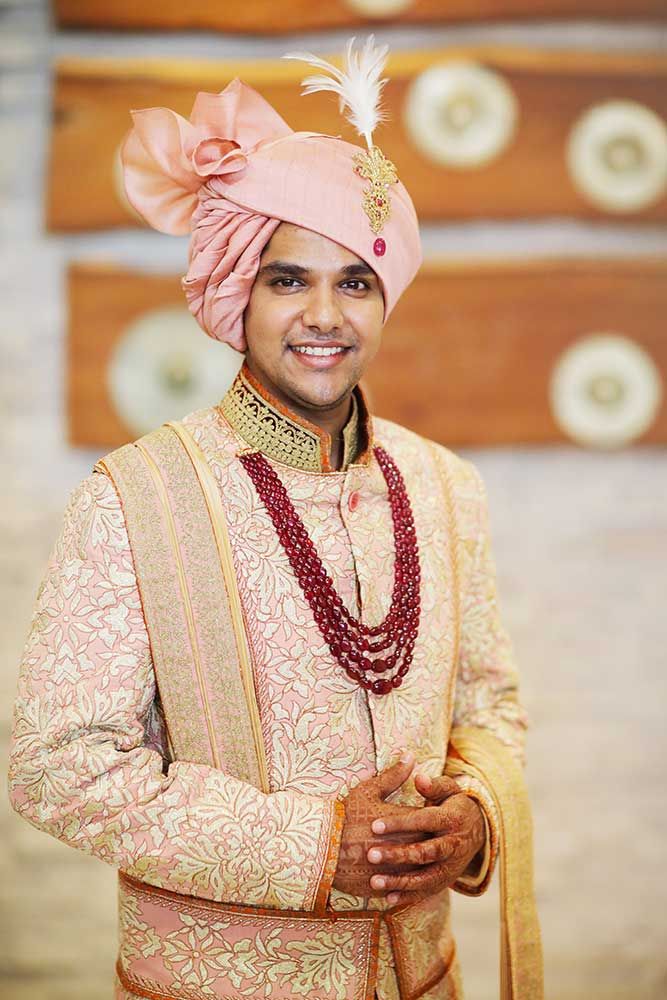 Floral Pink Angraksha Dulhe ki Sherwani