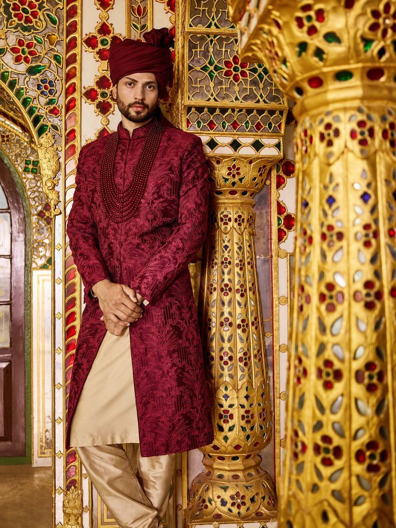 Maroon Dulhe ki Sherwani