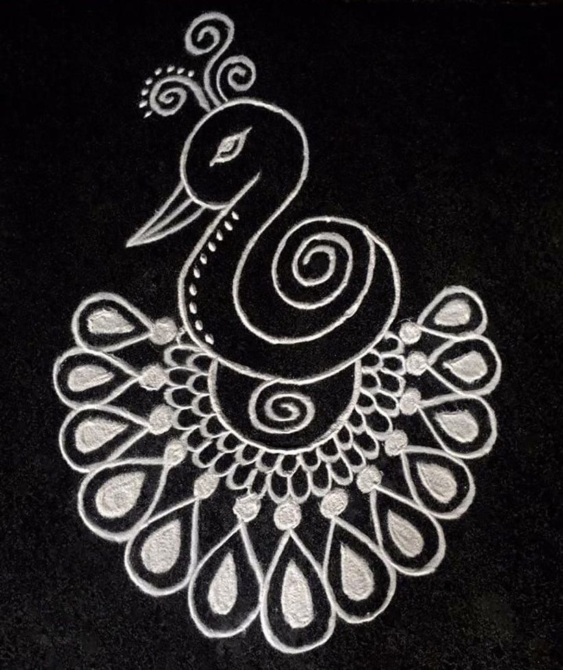 Rangoli Kolam Style with Peacock