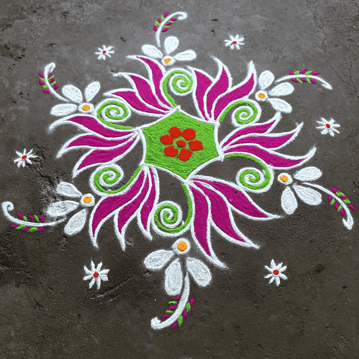 Pink and Green Rajasthani Rangoli Kolam