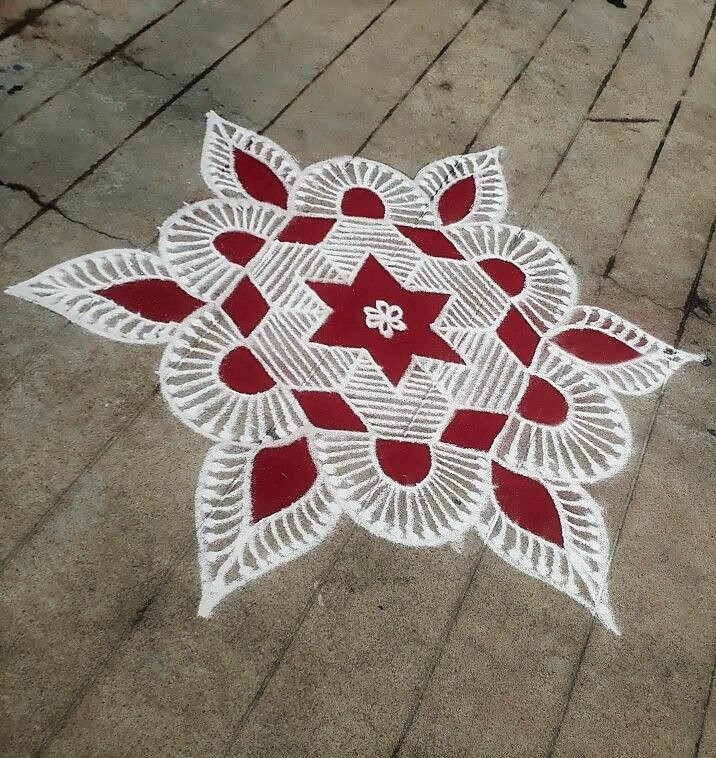 Red and White Rangoli Kolam
