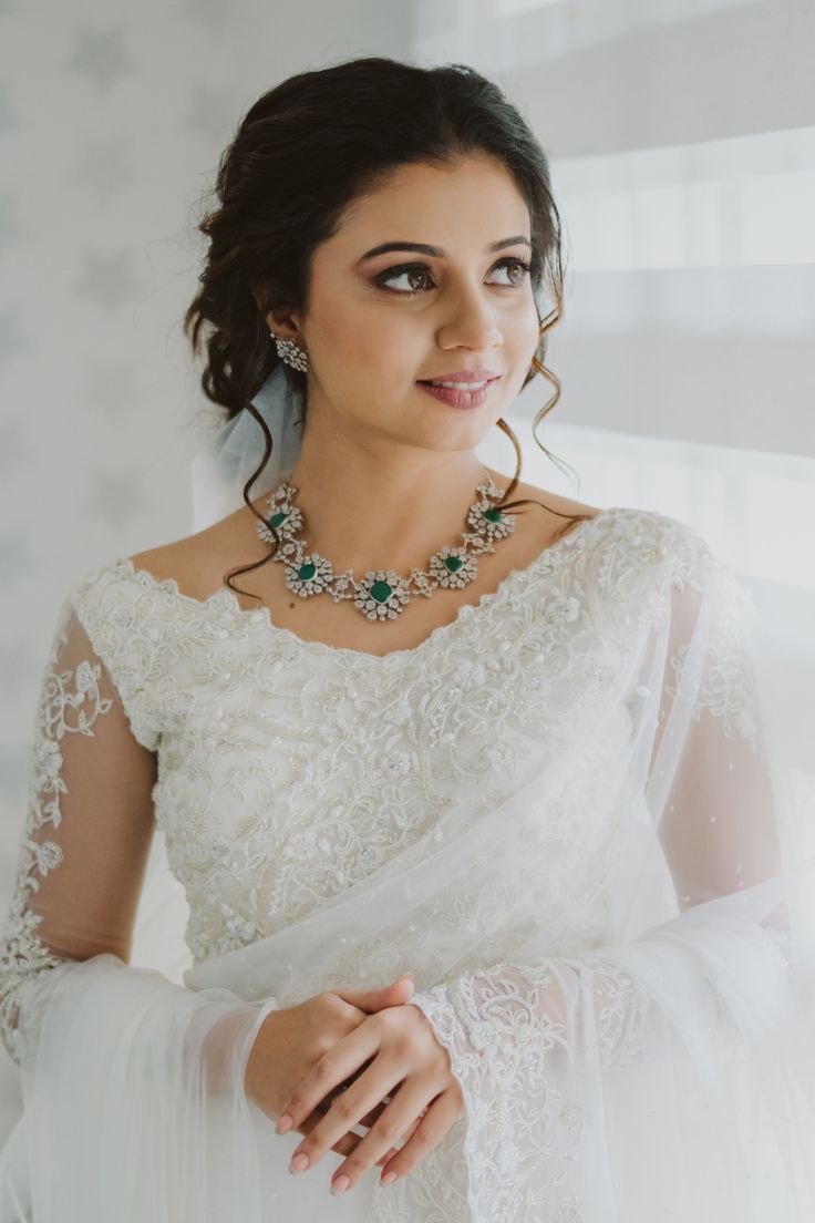 White Saree Christian Wedding Dress