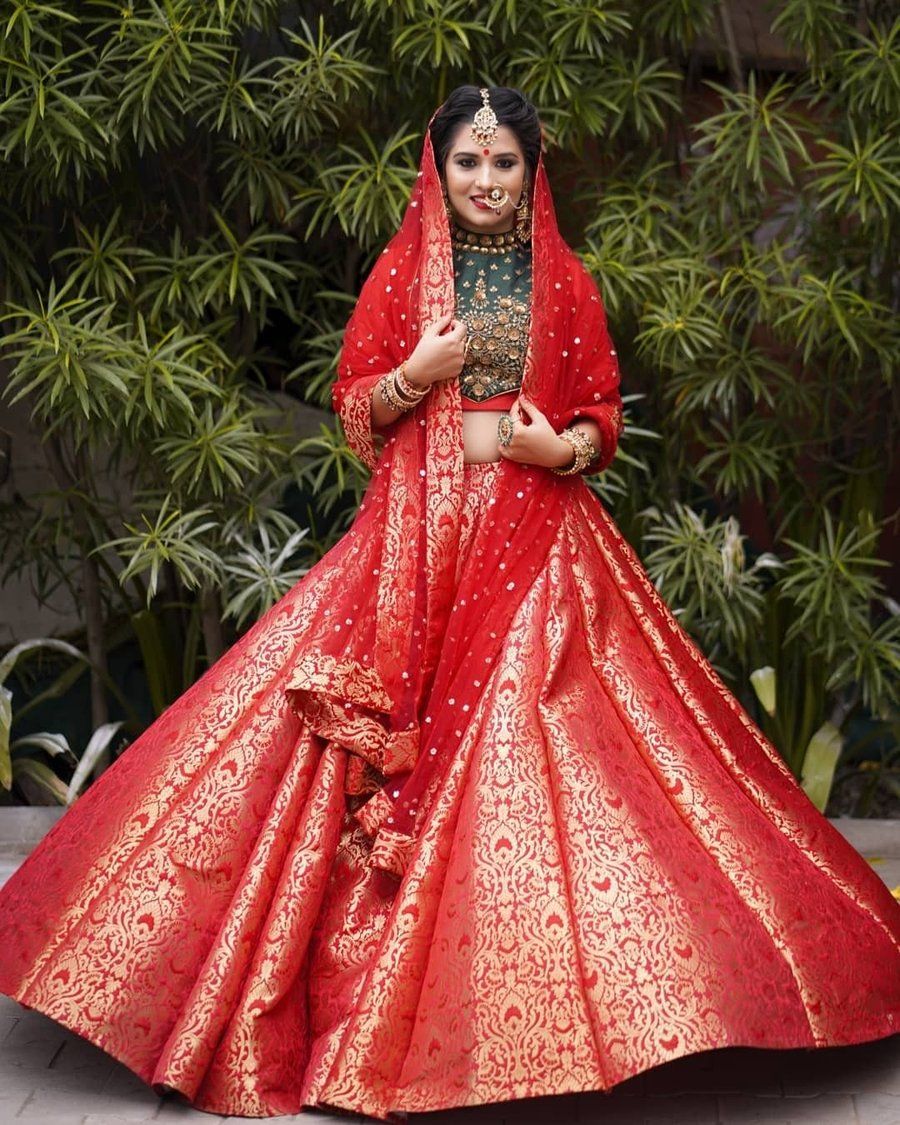 The Champagne Clored Banarasi Bridal Lehenga