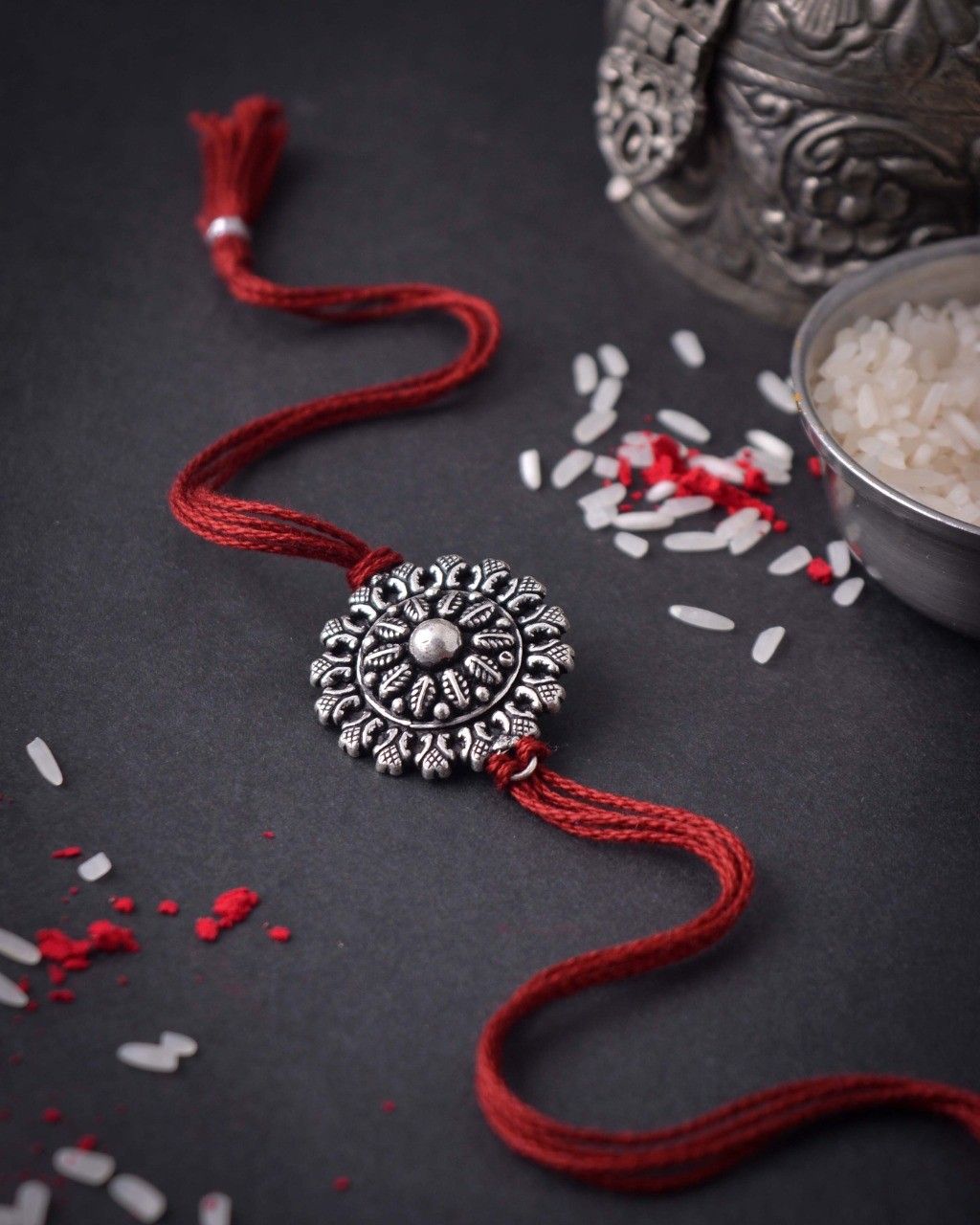 Oxidised Red Dhaga Rakhi Online
