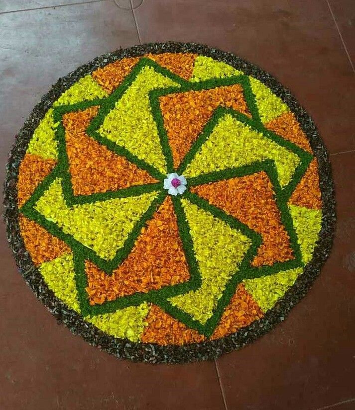Floral Free Hand Simple Rangoli Designs