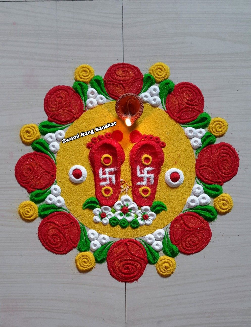 Mahalaxmi Pooja Free Hand Simple Rangoli Designs