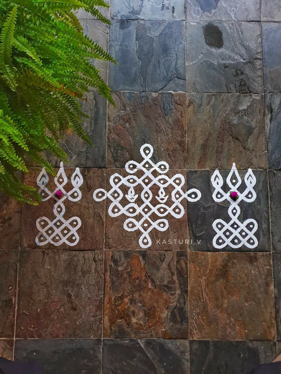 Three Anantha Rangoli Designs with Dots