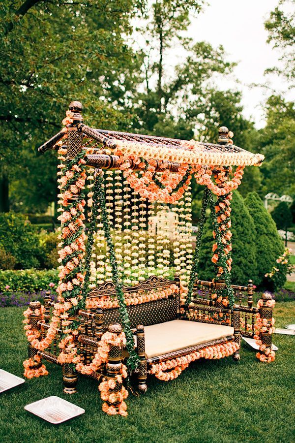Traditional Floral Swing for Wedding Decoration Ideas at Home