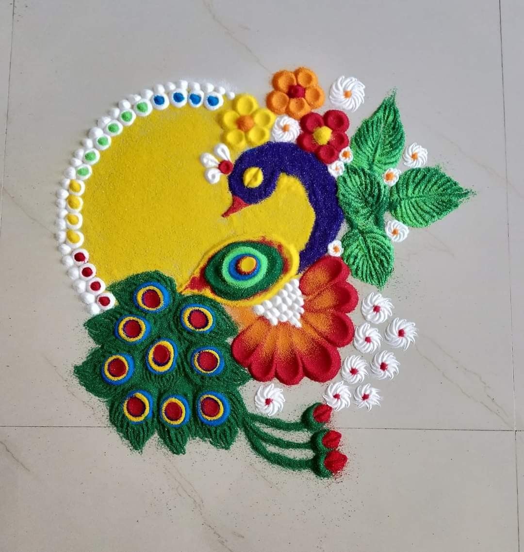 Beginner’s Peacock Unique Rangoli Designs