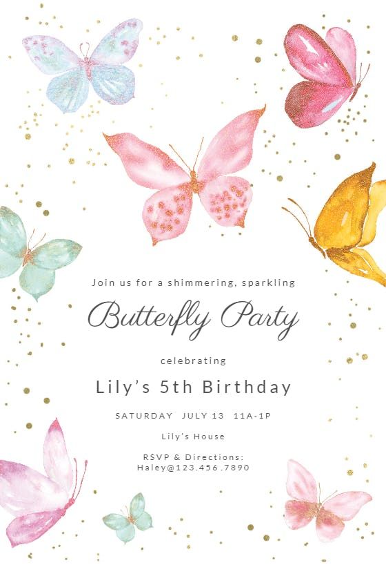 Butterfly Birthday Invitation Card