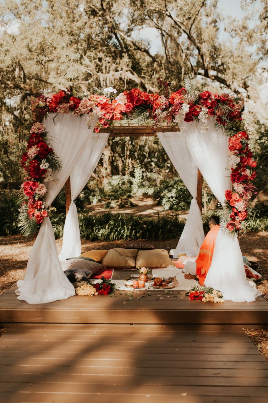 Floral Mandap Wedding Stage Decoration at Home