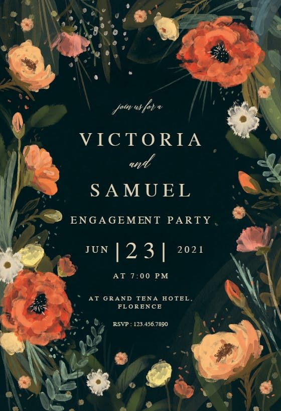 Floral Style Engagement Invitation