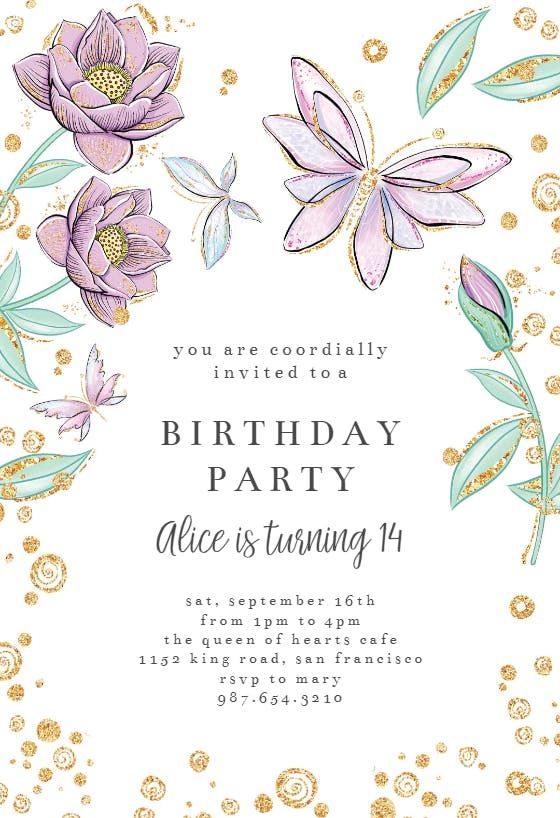 Garden Birthday Invitation Card