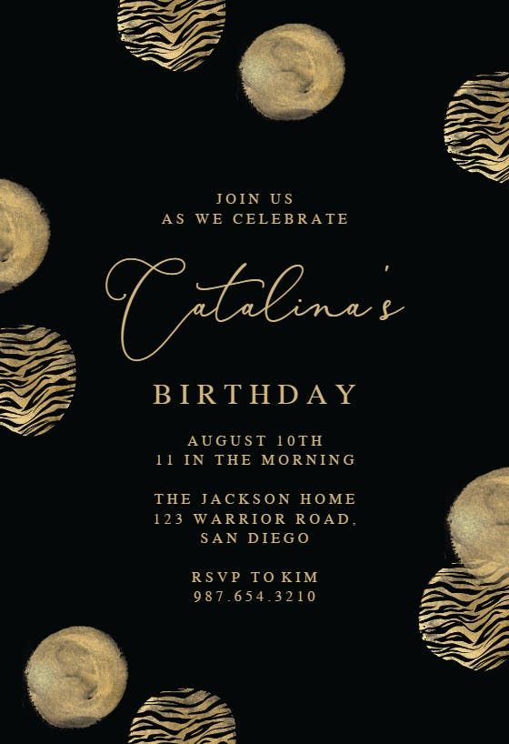 Golden Dots and Circles Birthday Invitation Card