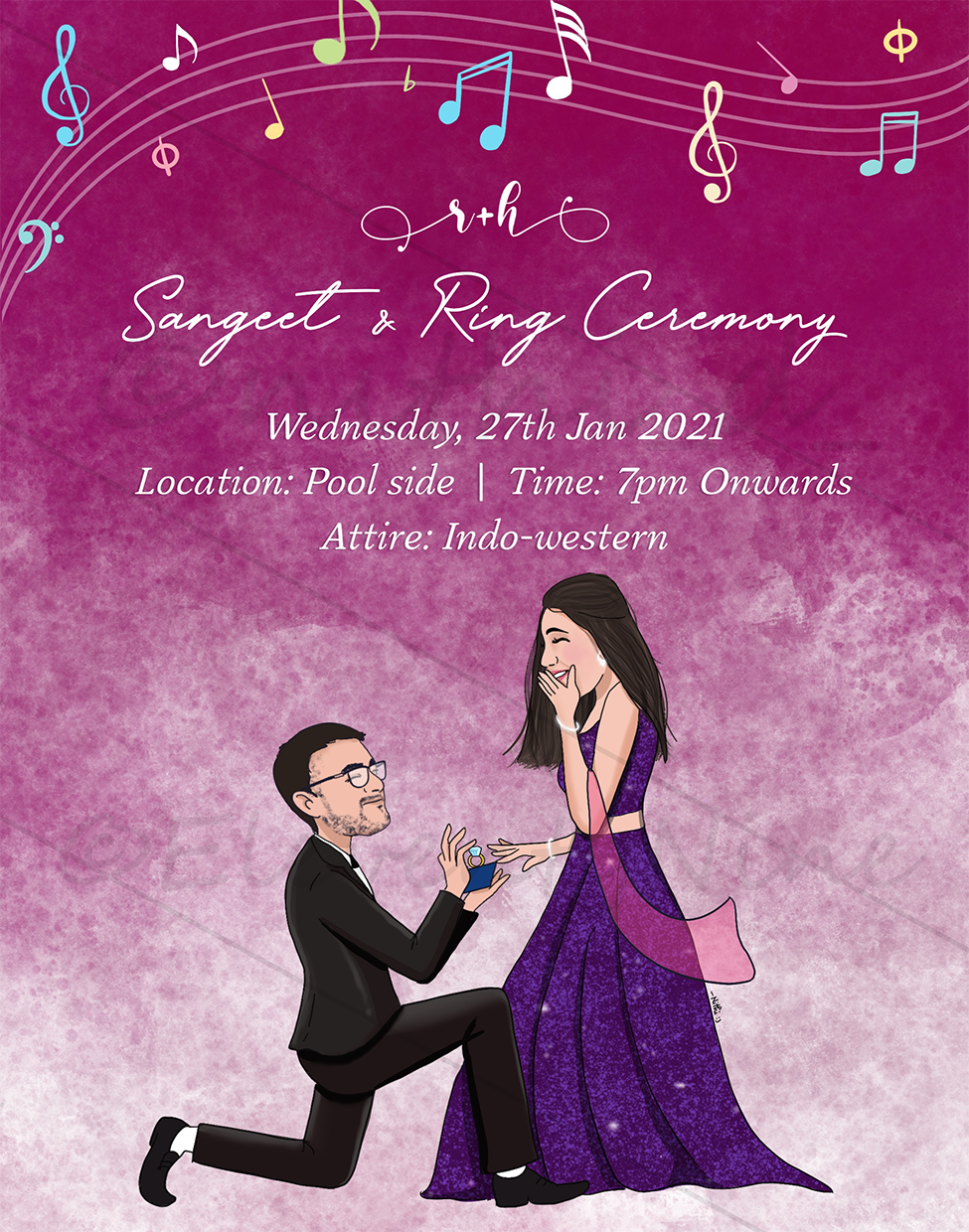 Illustrated Engagement Invitation