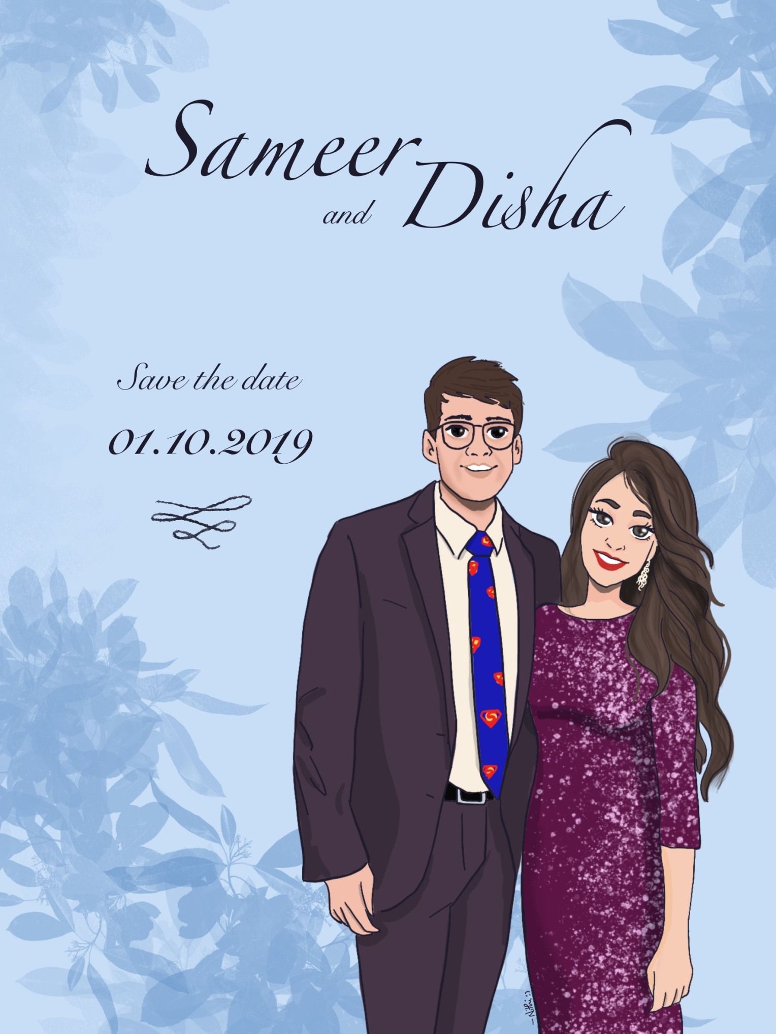 Illustrated Engagement Invitation