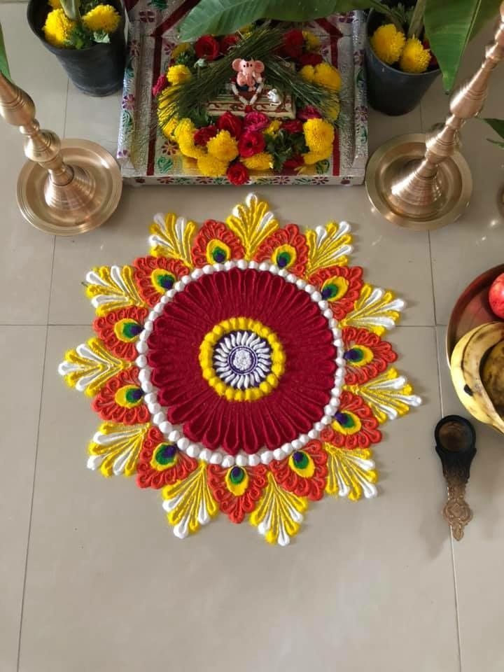 Puja Room Rangoli Design for Diwali