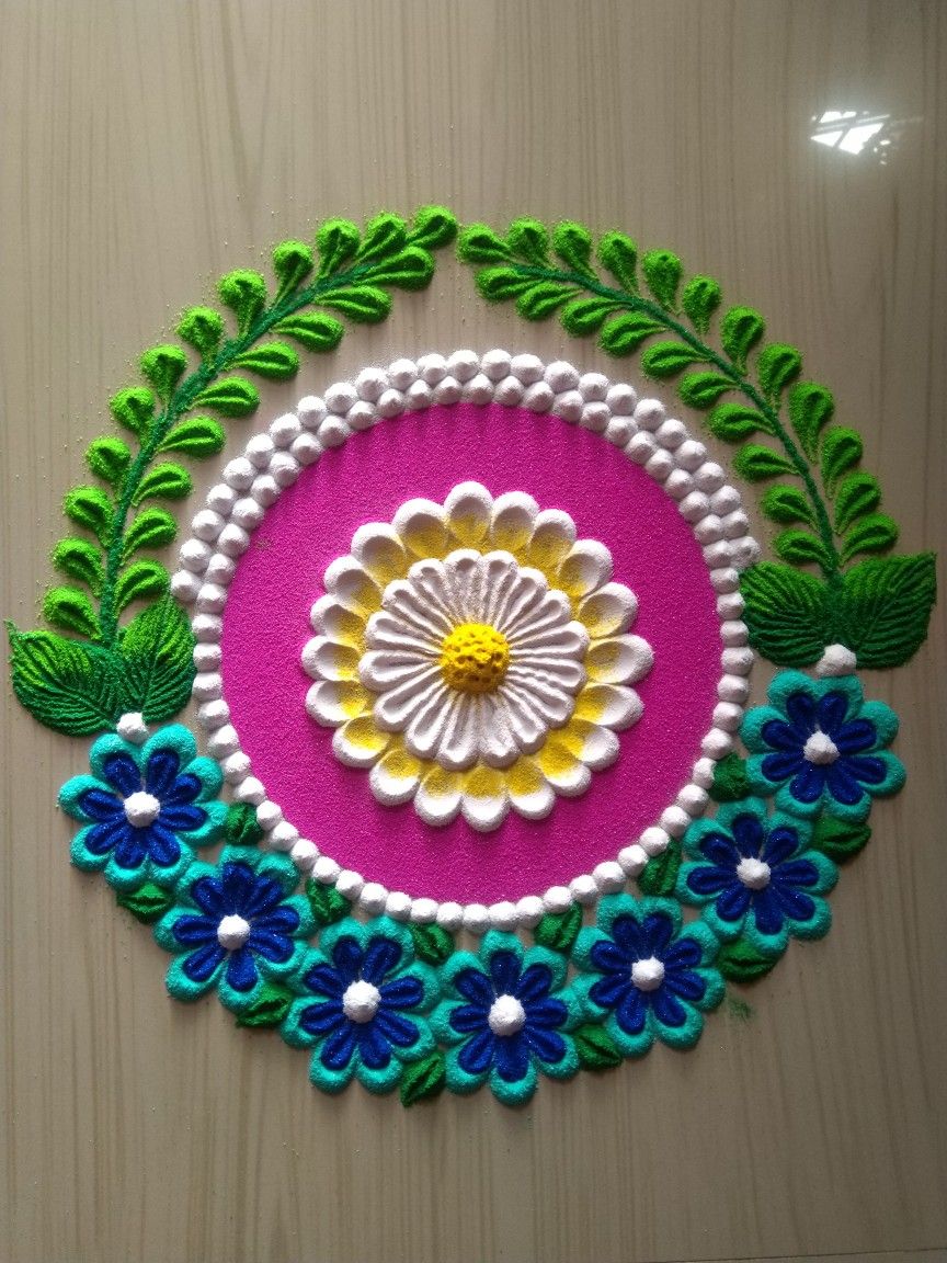 Round Emblem Unique Rangoli Designs