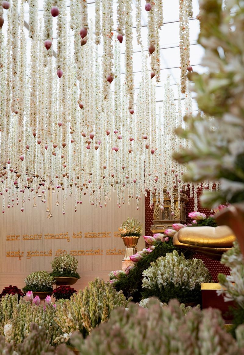 Terrestrial Floral Hangings Wedding Stage Decoration at Home