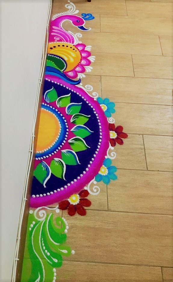 Unique Peacock Border Rangoli Designs