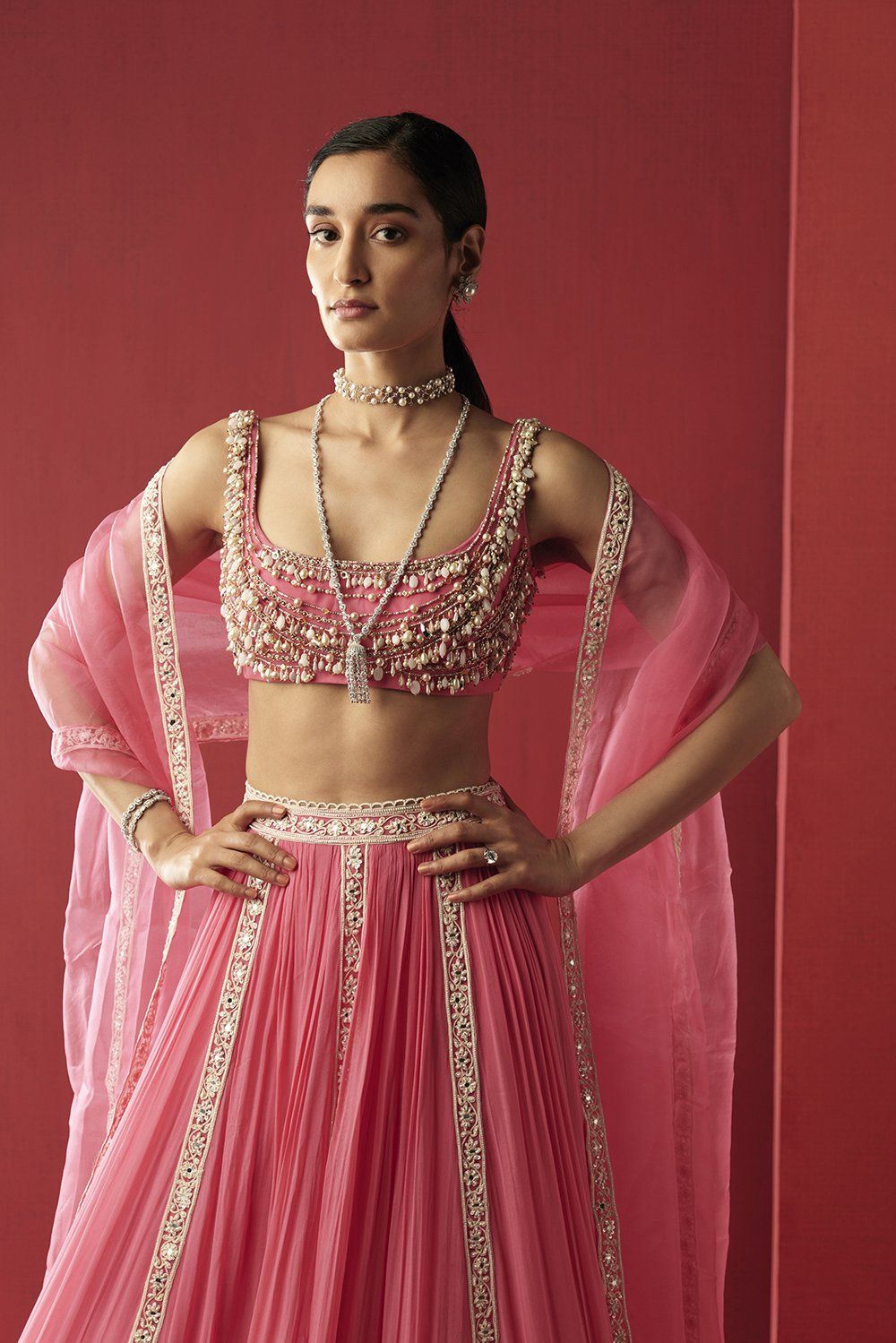 The Vintage-Inspired Crop top Lehenga With Dupatta