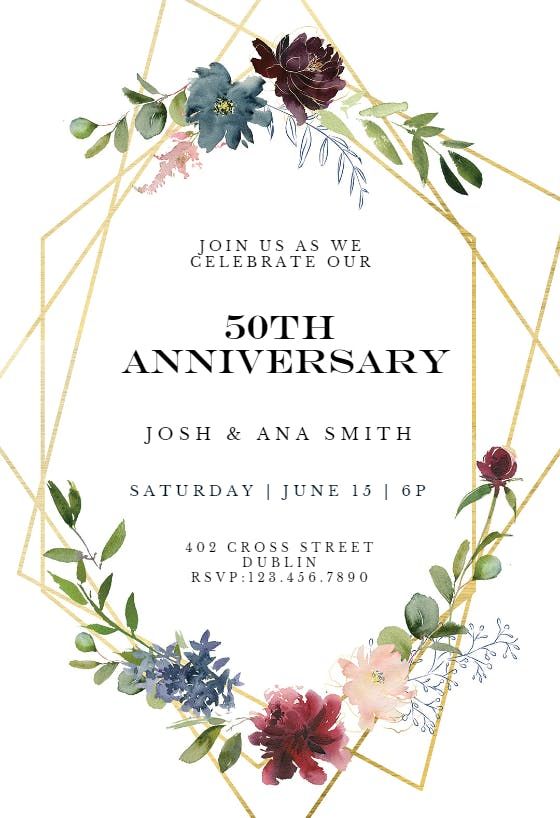 Wedding Anniversary Invitation Card Design