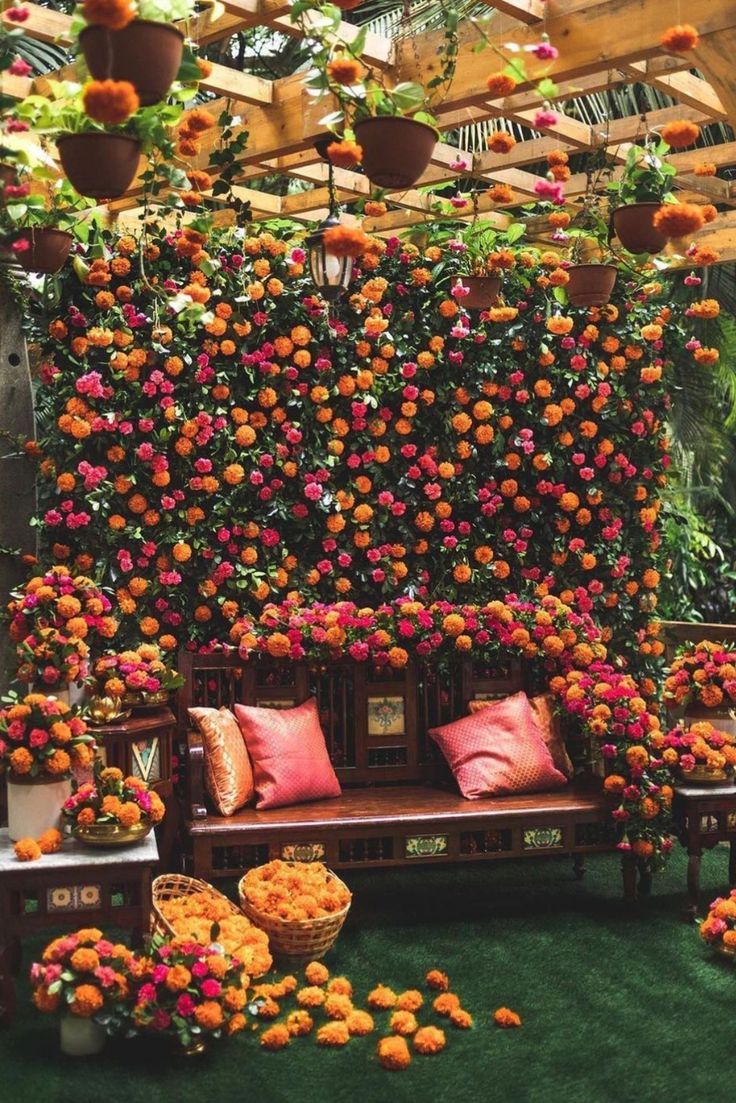 The Foliage Decor Board Background Haldi Ceremony Decoration