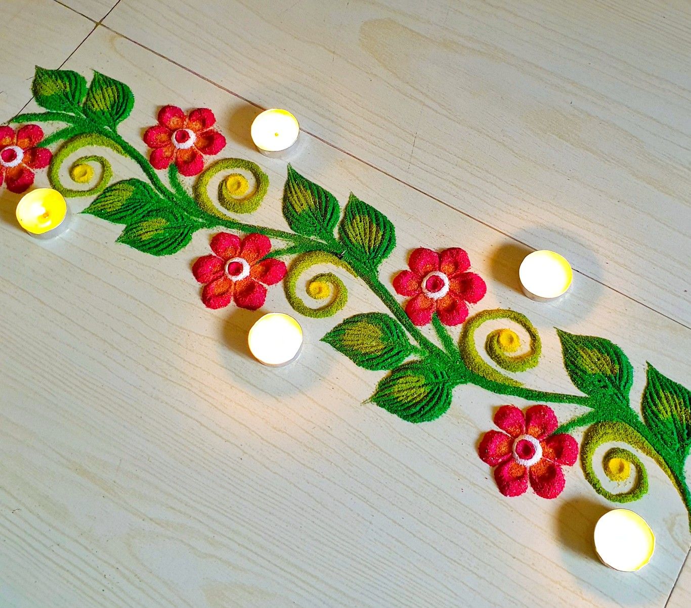 Border Rangoli Designs with Diyas