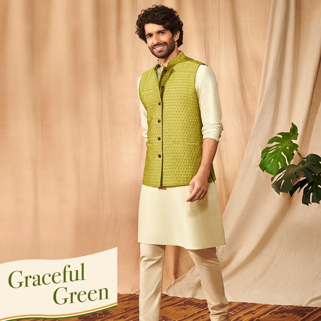 Pantaloons’ Parrot Green Nehru Jacket