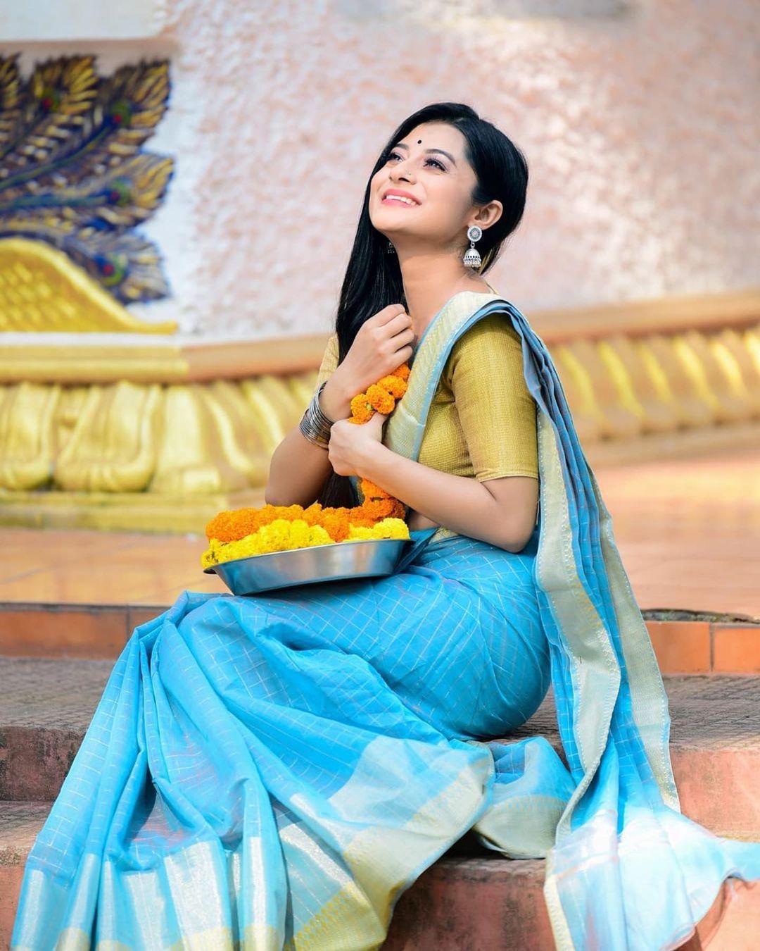 Pantaloons’ Teal Cotton Saree 