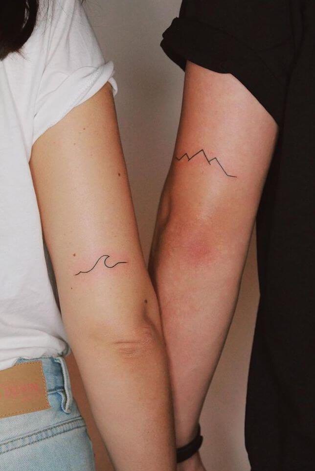 Sea and Mountain Couples Tattoos