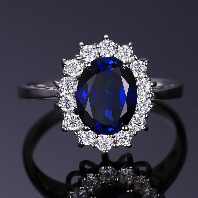 Kashmir Blue Sapphire and Diamond Halo Rings