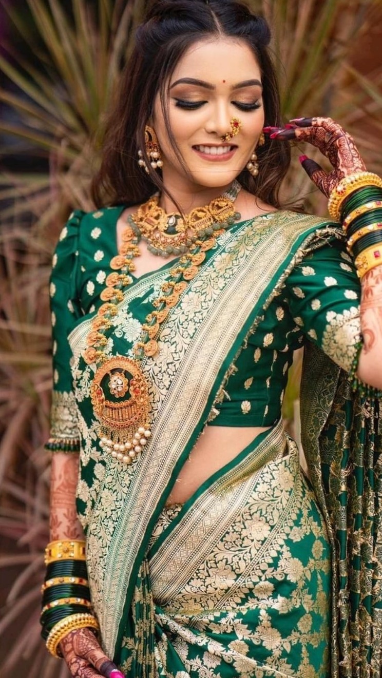 Emerald Green Bridal Paithani Saree