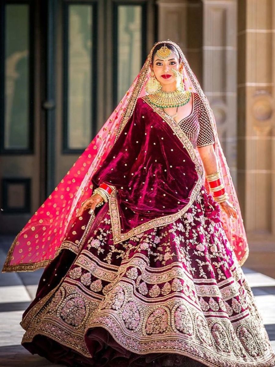 Zari Kari Wine Royal Bridal Lehenga